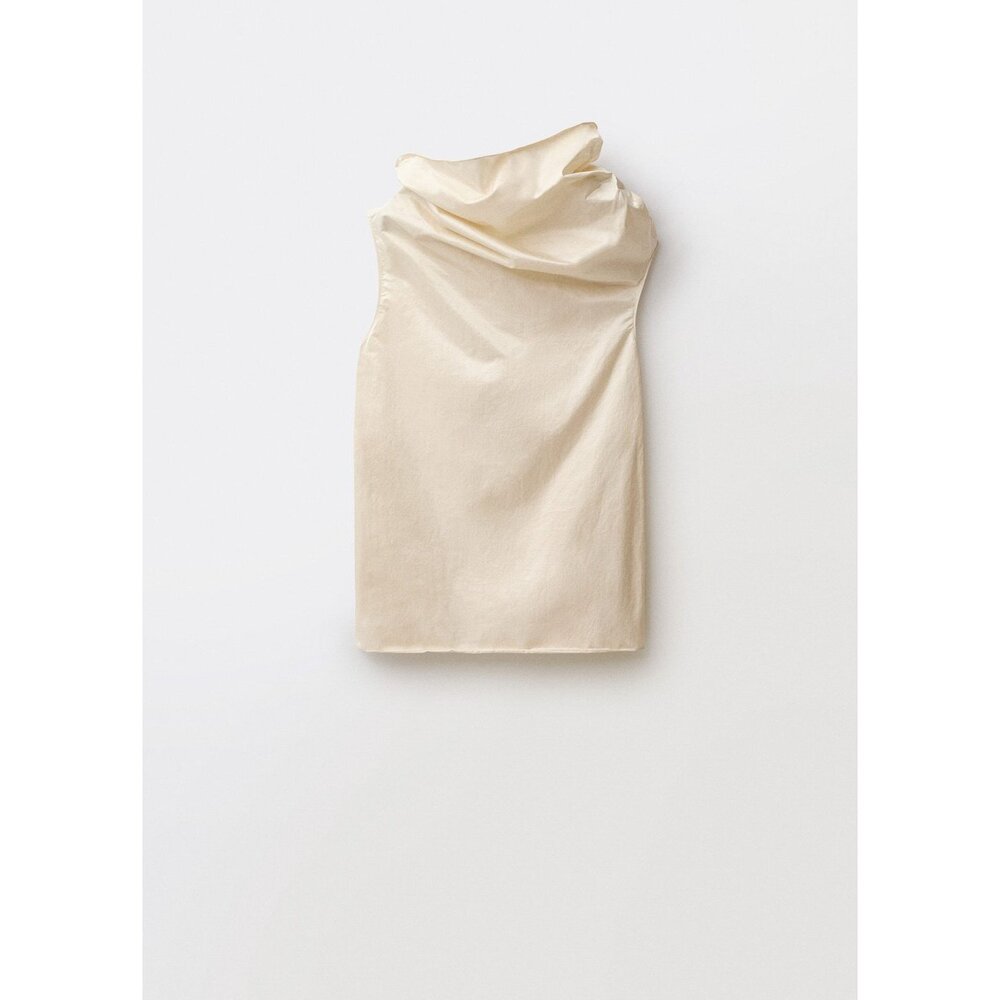MANGO | Cotton dress with draped collar